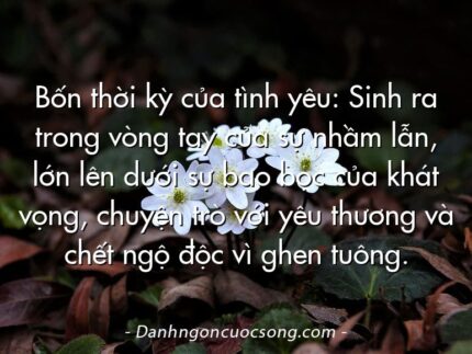 Bốn thời kỳ của tình yêu: Sinh ra trong vòng tay của sự nhầm lẫn, lớn lên dưới sự bao bọc của khát vọng, chuyện trò với yêu thương và chết ngộ độc vì ghen tuông.