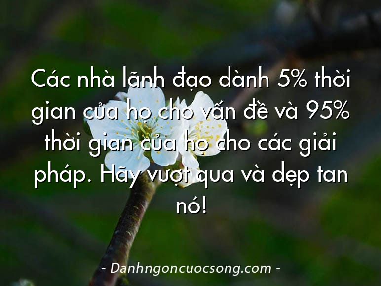 Các nhà lãnh đạo dành 5% thời gian của họ cho vấn đề và 95% thời gian của họ cho các giải pháp. Hãy vượt qua và dẹp tan nó!