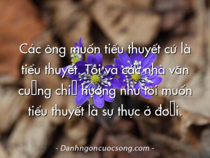 Các ông muốn tiểu thuyết cứ là tiểu thuyết. Tôi và các nhà văn cùng chí hướng như tôi muốn tiểu thuyết là sự thực ở đời.