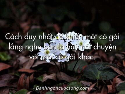 Cách duy nhất để khiến một cô gái lắng nghe bạn là hãy nói chuyện với một cô gái khác.