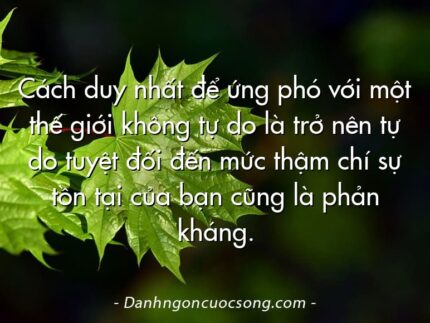 Cách duy nhất để ứng phó với một thế giới không tự do là trở nên tự do tuyệt đối đến mức thậm chí sự tồn tại của bạn cũng là phản kháng.