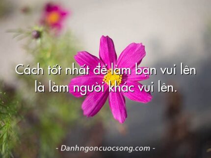 Cách tốt nhất để làm bạn vui lên là làm người khác vui lên.