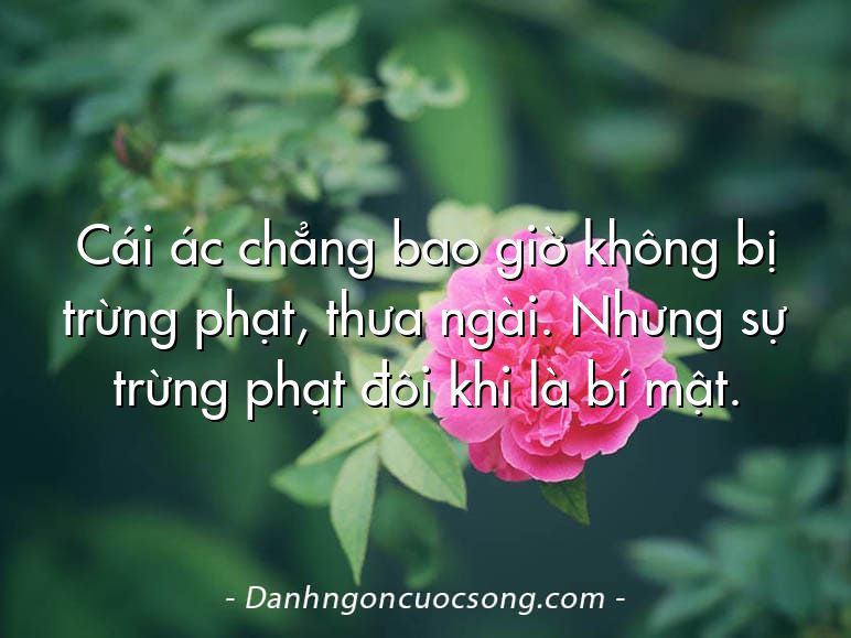 Cái ác chẳng bao giờ không bị trừng phạt, thưa ngài. Nhưng sự trừng phạt đôi khi là bí mật.