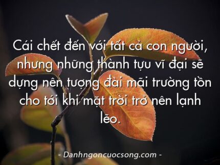 Cái chết đến với tất cả con người, nhưng những thành tựu vĩ đại sẽ dựng nên tượng đài mãi trường tồn cho tới khi mặt trời trở nên lạnh lẽo.
