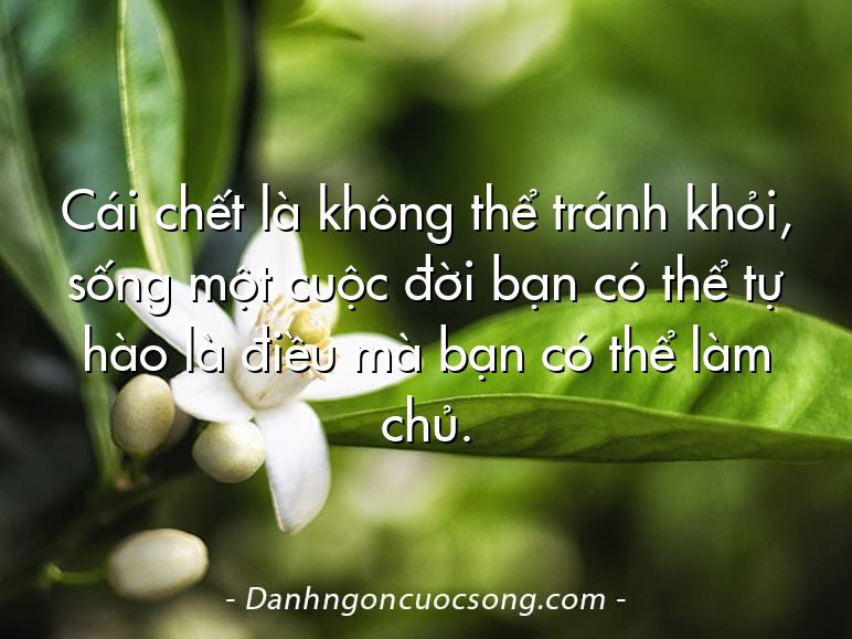 Cái chết là không thể tránh khỏi, sống một cuộc đời bạn có thể tự hào là điều mà bạn có thể làm chủ.