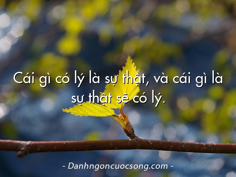 Cái gì có lý là sự thật, và cái gì là sự thật sẽ có lý.