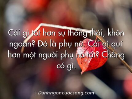 Cái gì tốt hơn sự thông thái, khôn ngoan? Đó là phụ nữ. Cái gì quí hơn một người phụ nữ tốt? Chẳng có gì.