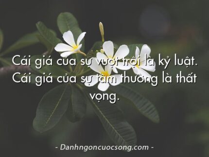 Cái giá của sự vượt trội là kỷ luật. Cái giá của sự tầm thường là thất vọng.