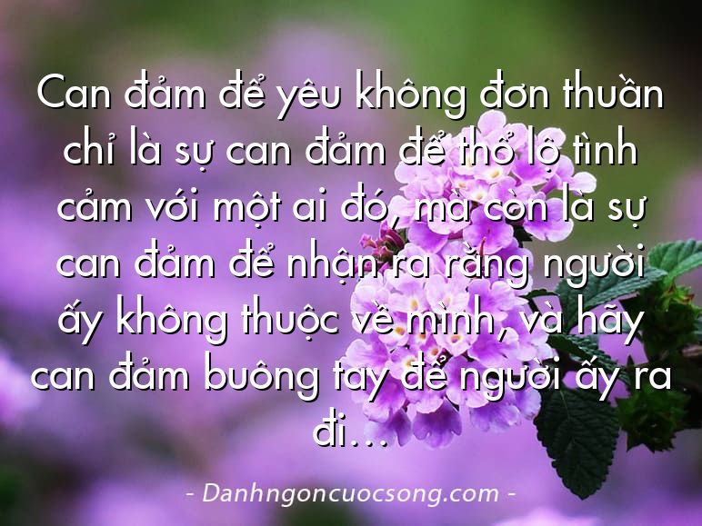 Can đảm để yêu không đơn thuần chỉ là sự can đảm để thổ lộ tình cảm với một ai đó, mà còn là sự can đảm để nhận ra rằng người ấy không thuộc về mình, và hãy can đảm buông tay để người ấy ra đi…