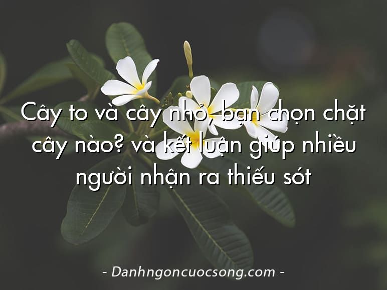 Cây to và cây nhỏ, bạn chọn chặt cây nào? và kết luận giúp nhiều người nhận ra thiếu sót