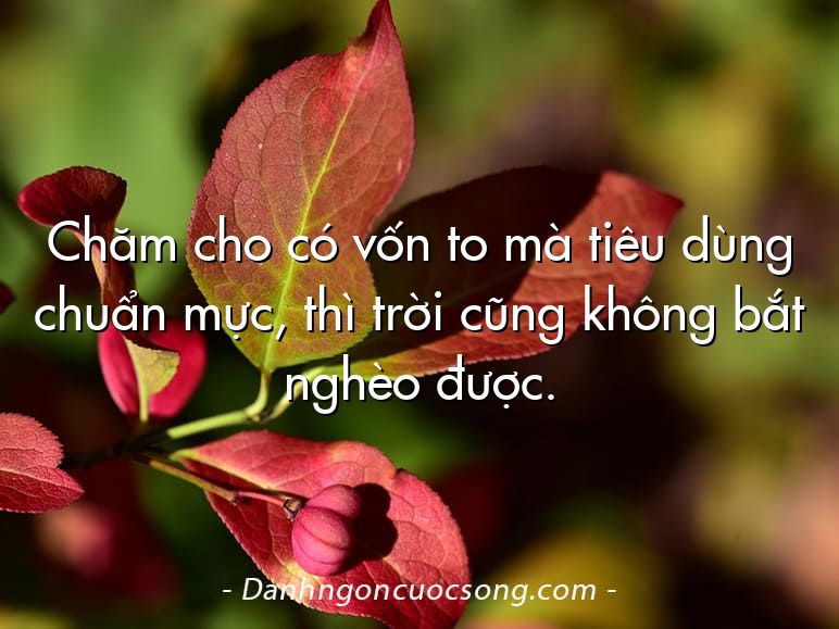 Chăm cho có vốn to mà tiêu dùng chuẩn mực, thì trời cũng không bắt nghèo được.