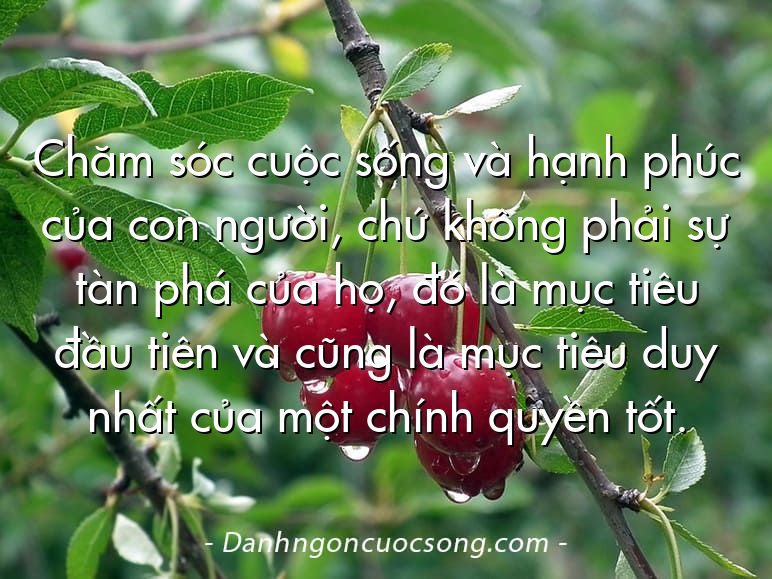Chăm sóc cuộc sống và hạnh phúc của con người, chứ không phải sự tàn phá của họ, đó là mục tiêu đầu tiên và cũng là mục tiêu duy nhất của một chính quyền tốt.