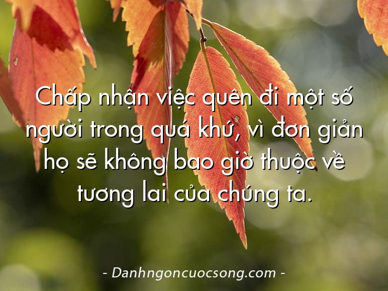 Chấp nhận việc quên đi một số người trong quá khứ, vì đơn giản họ sẽ không bao giờ thuộc về tương lai của chúng ta.
