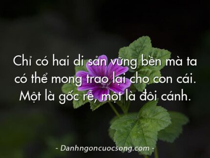 Chỉ có hai di sản vững bền mà ta có thể mong trao lại cho con cái. Một là gốc rễ, một là đôi cánh.