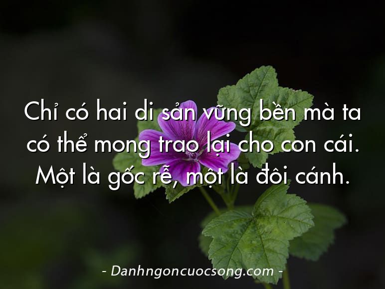 Chỉ có hai di sản vững bền mà ta có thể mong trao lại cho con cái. Một là gốc rễ, một là đôi cánh.