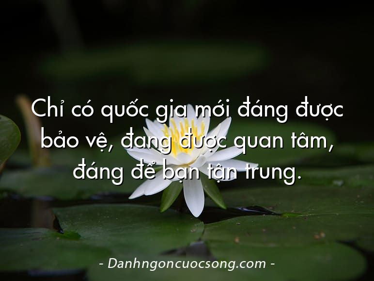 Chỉ có quốc gia mới đáng được bảo vệ, đang được quan tâm, đáng để bạn tận trung.