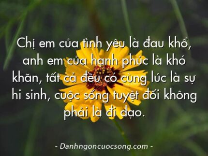 Chị em của tình yêu là đau khổ, anh em của hạnh phúc là khó khăn, tất cả đều có cùng lúc là sự hi sinh, cuộc sống tuyệt đối không phải là đi dạo.