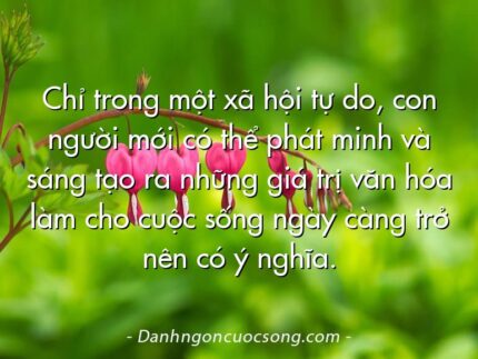 Chỉ trong một xã hội tự do, con người mới có thể phát minh và sáng tạo ra những giá trị văn hóa làm cho cuộc sống ngày càng trở nên có ý nghĩa.