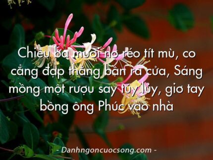 Chiều ba mươi nợ réo tít mù, co cẳng đạp thằng bần ra cửa, Sáng mồng một rượu say túy lúy, giơ tay bồng ông Phúc vào nhà