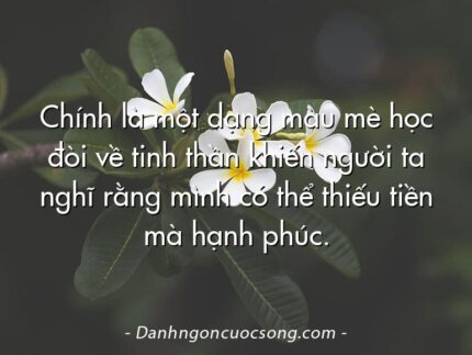 Chính là một dạng màu mè học đòi về tinh thần khiến người ta nghĩ rằng mình có thể thiếu tiền mà hạnh phúc.