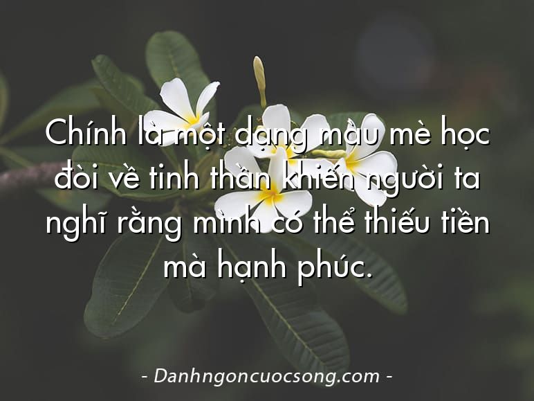 Chính là một dạng màu mè học đòi về tinh thần khiến người ta nghĩ rằng mình có thể thiếu tiền mà hạnh phúc.