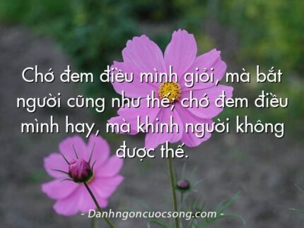 Chớ đem điều mình giỏi, mà bắt người cũng như thế; chớ đem điều mình hay, mà khinh người không được thế.