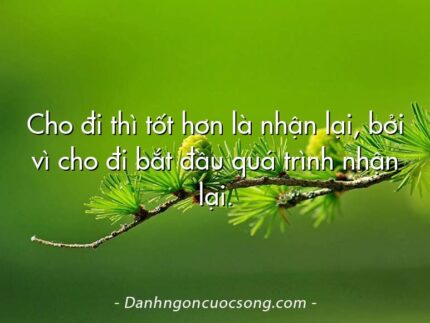 Cho đi thì tốt hơn là nhận lại, bởi vì cho đi bắt đầu quá trình nhận lại.