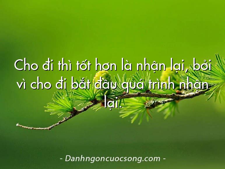 Cho đi thì tốt hơn là nhận lại, bởi vì cho đi bắt đầu quá trình nhận lại.