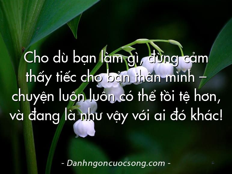 Cho dù bạn làm gì, đừng cảm thấy tiếc cho bản thân mình – chuyện luôn luôn có thể tồi tệ hơn, và đang là như vậy với ai đó khác!