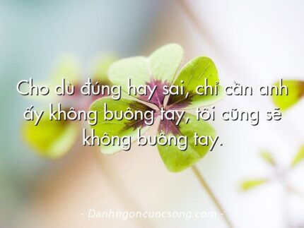 Cho dù đúng hay sai, chỉ cần anh ấy không buông tay, tôi cũng sẽ không buông tay.
