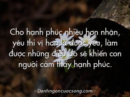 Cho hạnh phúc nhiều hơn nhận, yêu thi vị hơn là được yêu, làm được những điều đó sẽ khiến con người cảm thấy hạnh phúc.