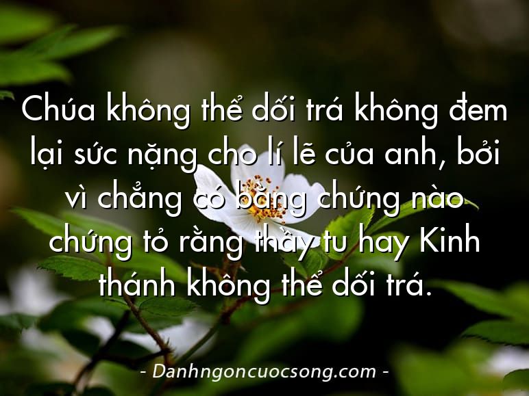 Chúa không thể dối trá không đem lại sức nặng cho lí lẽ của anh, bởi vì chẳng có bằng chứng nào chứng tỏ rằng thầy tu hay Kinh thánh không thể dối trá.