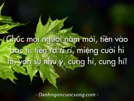 Chúc mọi người năm mới, tiền vào bạc tỉ, tiền ra rỉ rỉ, miệng cười hi hi, vạn sự như ý, cung hỉ, cung hỉ!