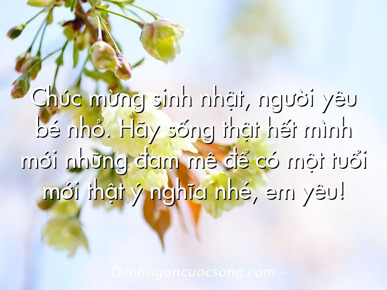 Chúc mừng sinh nhật, người yêu bé nhỏ. Hãy sống thật hết mình mới những đam mê để có một tuổi mới thật ý nghĩa nhé, em yêu!