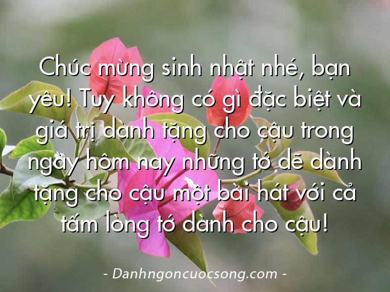 Chúc mừng sinh nhật nhé, bạn yêu! Tuy không có gì đặc biệt và giá trị dành tặng cho cậu trong ngày hôm nay những tớ dẽ dành tặng cho cậu một bài hát với cả tấm lòng tớ dành cho cậu!