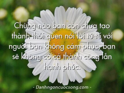 Chừng nào bạn còn chưa tạo thành thói quen nói lời tử tế với người bạn không cảm phục, bạn sẽ không có cả thành công lẫn hạnh phúc.