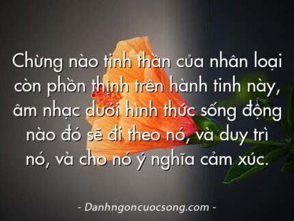Chừng nào tinh thần của nhân loại còn phồn thịnh trên hành tinh này, âm nhạc dưới hình thức sống động nào đó sẽ đi theo nó, và duy trì nó, và cho nó ý nghĩa cảm xúc.