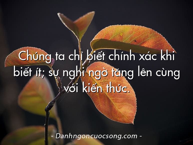 Chúng ta chỉ biết chính xác khi biết ít; sự nghi ngờ tăng lên cùng với kiến thức.