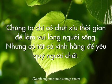 Chúng ta chỉ có chút xíu thời gian để làm vui lòng người sống. Nhưng có tất cả vĩnh hằng để yêu quý người chết.