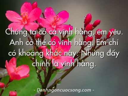 Chúng ta có cả vĩnh hằng, em yêu. Anh có thể có vĩnh hằng. Em chỉ có khoảng khắc này. Nhưng đấy chính là vĩnh hằng.