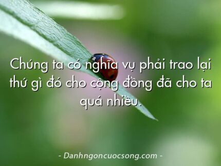Chúng ta có nghĩa vụ phải trao lại thứ gì đó cho cộng đồng đã cho ta quá nhiều.