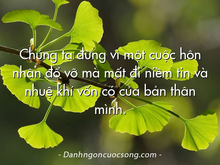 Chúng ta đừng vì một cuộc hôn nhân đổ vỡ mà mất đi niềm tin và nhuệ khí vốn có của bản thân mình.