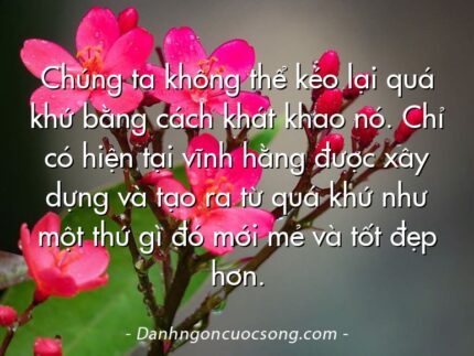 Chúng ta không thể kéo lại quá khứ bằng cách khát khao nó. Chỉ có hiện tại vĩnh hằng được xây dựng và tạo ra từ quá khứ như một thứ gì đó mới mẻ và tốt đẹp hơn.