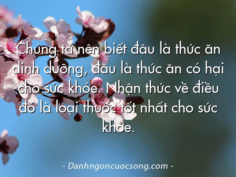 Chúng ta nên biết đâu là thức ăn dinh dưỡng, đâu là thức ăn có hại cho sức khỏe. Nhận thức về điều đó là loại thuốc tốt nhất cho sức khỏe.