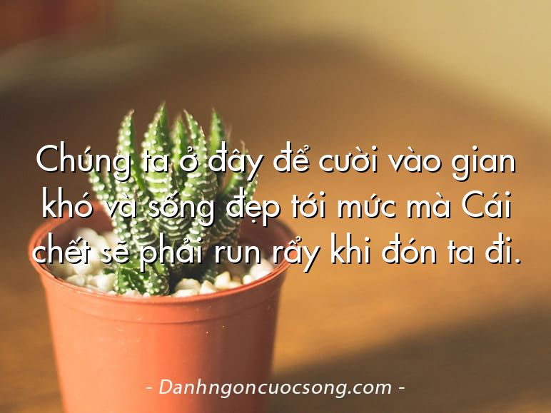 Chúng ta ở đây để cười vào gian khó và sống đẹp tới mức mà Cái chết sẽ phải run rẩy khi đón ta đi.