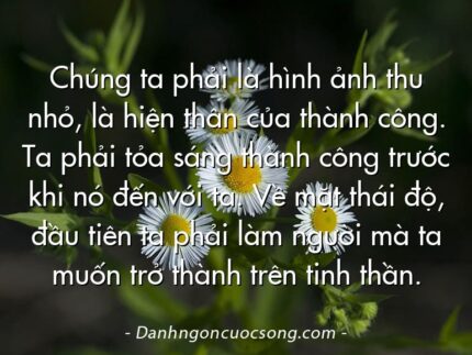 Chúng ta phải là hình ảnh thu nhỏ, là hiện thân của thành công. Ta phải tỏa sáng thành công trước khi nó đến với ta. Về mặt thái độ, đầu tiên ta phải làm người mà ta muốn trở thành trên tinh thần.