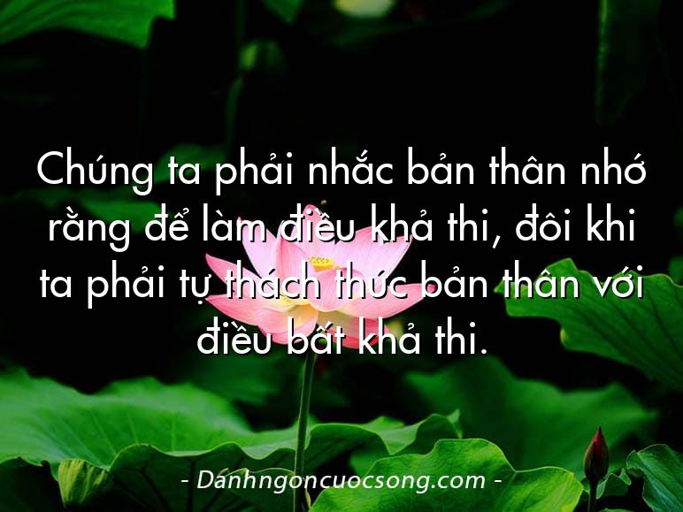 Chúng ta phải nhắc bản thân nhớ rằng để làm điều khả thi, đôi khi ta phải tự thách thức bản thân với điều bất khả thi.