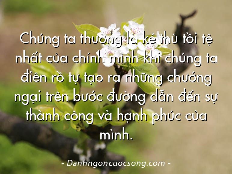 Chúng ta thường là kẻ thù tồi tệ nhất của chính mình khi chúng ta điên rồ tự tạo ra những chướng ngại trên bước đường dẫn đến sự thành công và hạnh phúc của mình.