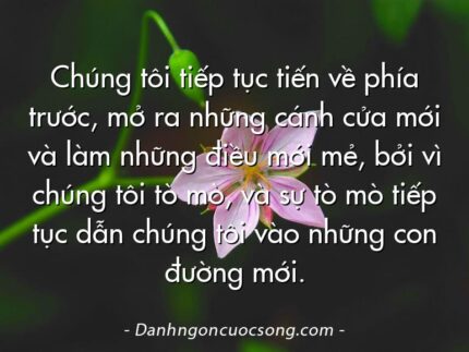 Chúng tôi tiếp tục tiến về phía trước, mở ra những cánh cửa mới và làm những điều mới mẻ, bởi vì chúng tôi tò mò, và sự tò mò tiếp tục dẫn chúng tôi vào những con đường mới.