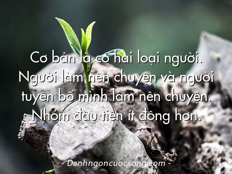 Cơ bản là có hai loại người. Người làm nên chuyện và người tuyên bố mình làm nên chuyện. Nhóm đầu tiên ít đông hơn.
